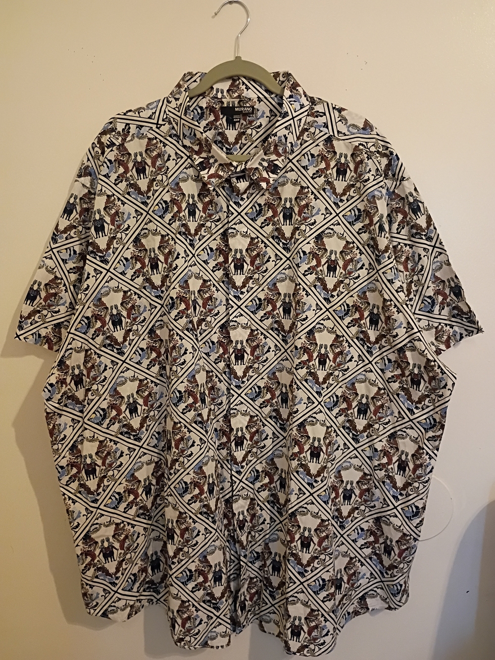 Murano Men's Multicolor Slim Fit Shirt With Rabbit‎ Designs Sz 4XB